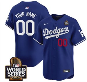Custom Men's Dodgers 2024 World Series Vapor Premier Limited Jersey V2 - All Stitched  ROYAL