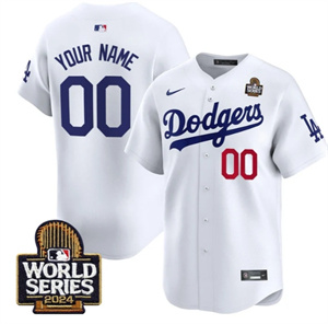 Custom Men's Dodgers 2024 World Series Vapor Premier Limited Jersey V2 - All Stitched  WHITE