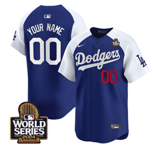 Custom Men's Dodgers 2024 World Series Vapor Premier Limited Jersey V2 - All Stitched ALTERNATE ROYAL