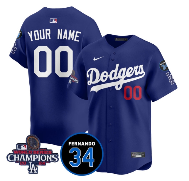 Custom Men's LA Dodgers - World Series Champions 2024Fernando Valenzuela Memorial Jersey - All Stitched N1
