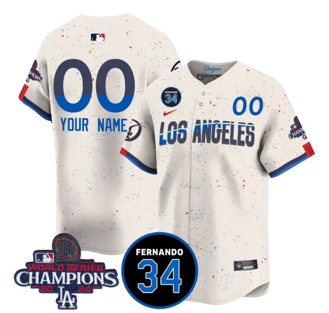 Custom Men's LA Dodgers - World Series Champions 2024Fernando Valenzuela Memorial Jersey - All Stitched N1 CITY CONNECT