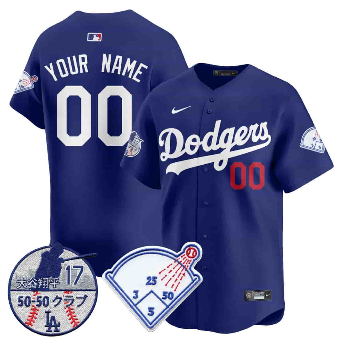 Custom Men's Los Angeles Dodgers Vapor Limited Jersey - Shohei Ohtani Patch - All Stitched Royal