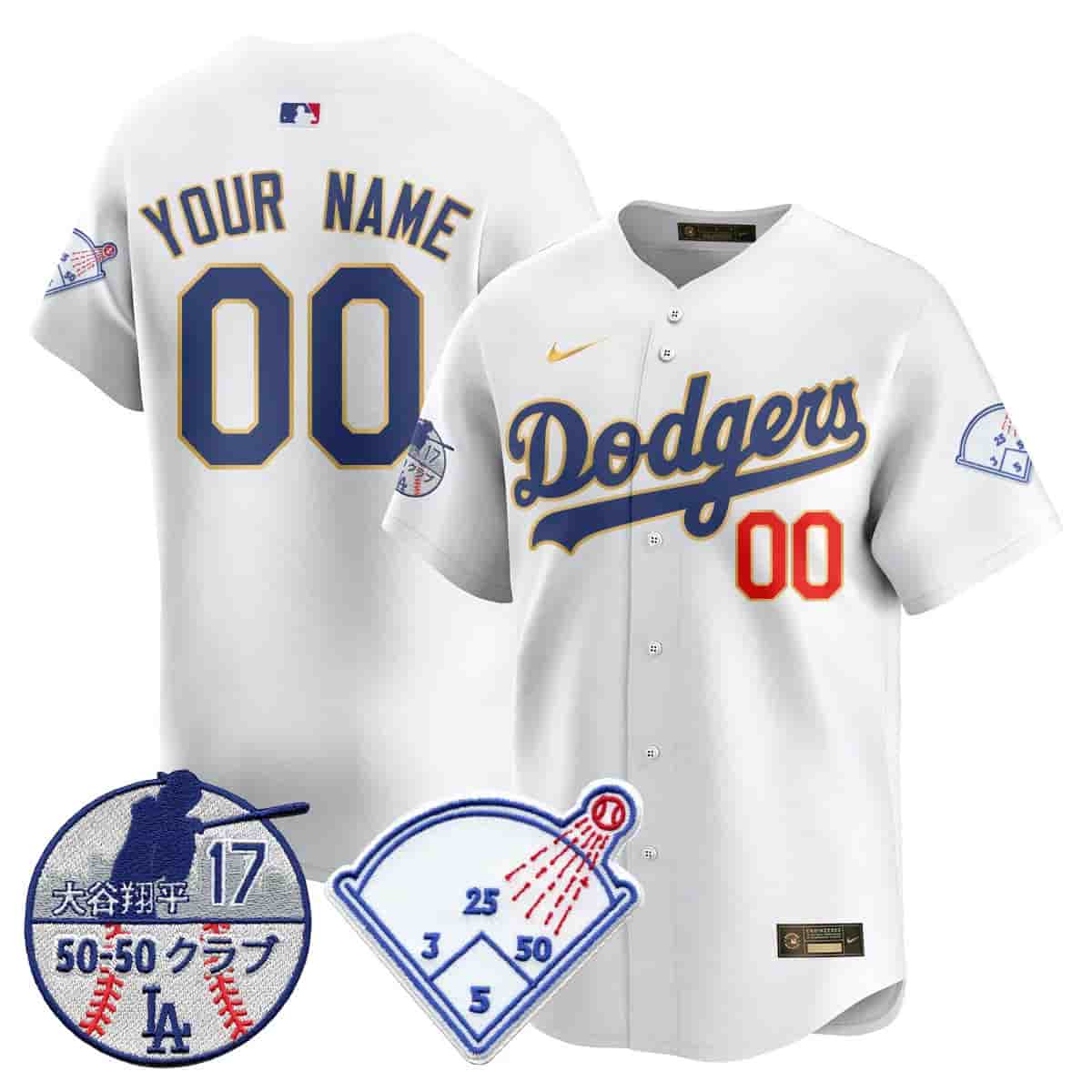 Custom Men's Los Angeles Dodgers Vapor Limited Jersey - Shohei Ohtani Patch - All Stitched White (2)