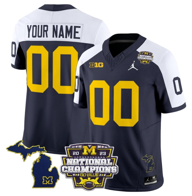 Custom Men's Michigan Wolverines 2023 National Champions Patch Vapor Football Jersey V6 - All Stitched ALTERNATE