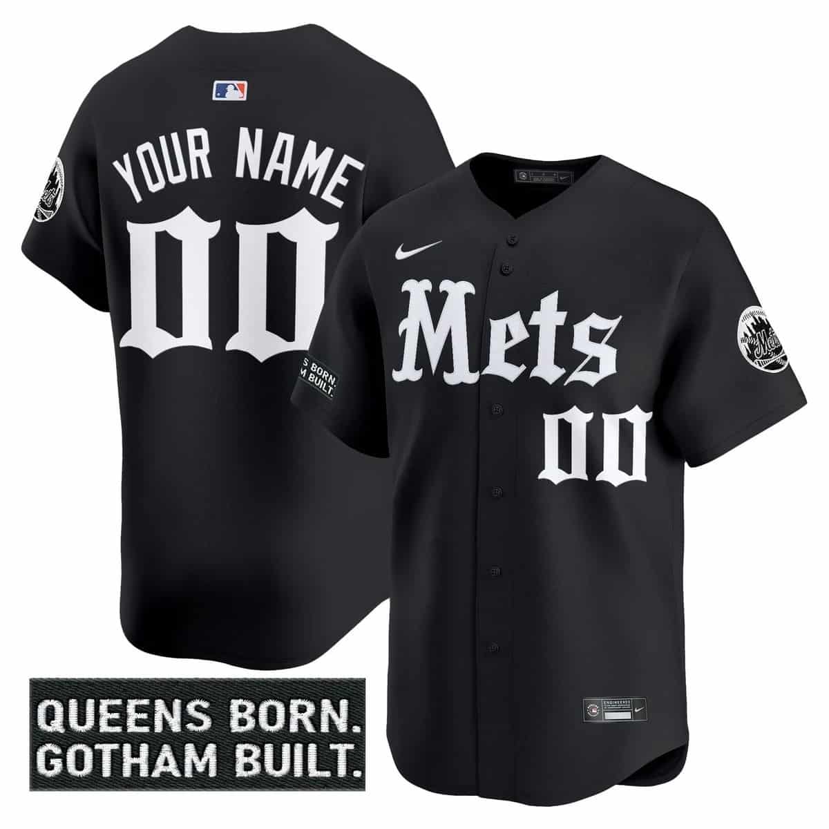 Custom Men's New York Mets 'Gotham Gothic Edition' Vapor Premier Limited Jersey - All Stitched Black