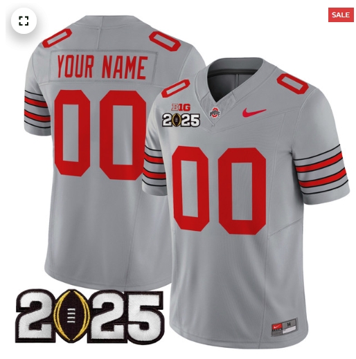 Custom Men's Ohio State Buckeyes 'Heritage Stripe' 2025 CFP Final Patch Vapor Limited Jersey - All Stitched  Gray