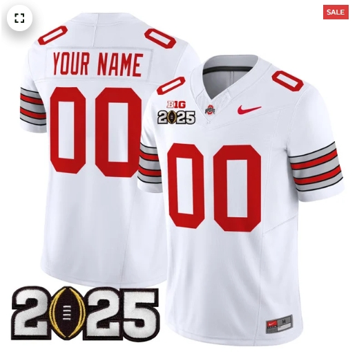 Custom Men's Ohio State Buckeyes 'Heritage Stripe' 2025 CFP Final Patch Vapor Limited Jersey - All Stitched  White