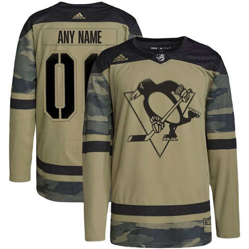 Custom Men's Penguins 2022 Camo Military Appreciation Night White Stitched Jersey