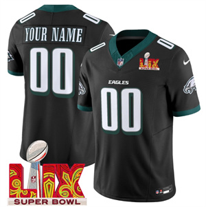 Custom Men's Philadelphia Eagles Super Bowl LIX Patch Vapor Limited Jersey - All Stitched Black