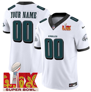 Custom Men's Philadelphia Eagles Super Bowl LIX Patch Vapor Limited Jersey - All Stitched Green AlternateWhite