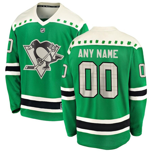 Custom Men's Pittsburgh Penguins Fanatics Branded Green 2021 St. Patrick's Day Breakaway Jersey