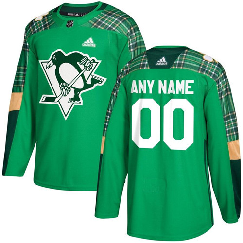 Custom Men's Pittsburgh Penguins Green St. Patrick's Day Practice Jersey