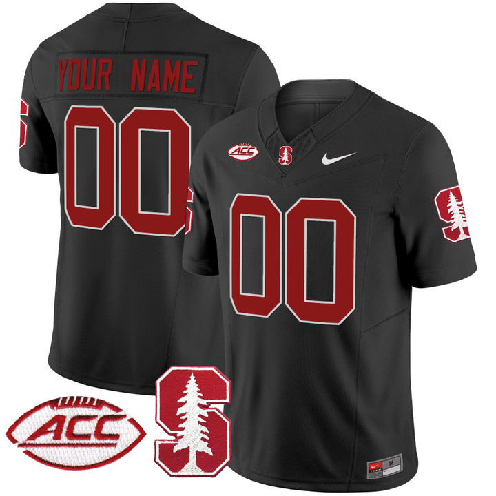 Custom Men's Stanford Cardinal 2024 ACC Patch Vapor Limited Football Jersey - All Stitched  BLACK