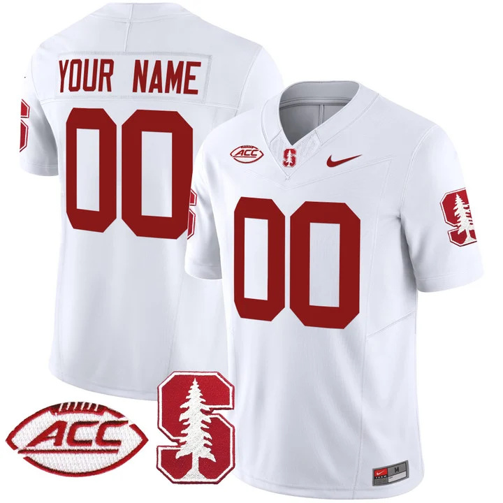 Custom Men's Stanford Cardinal 2024 ACC Patch Vapor Limited Football Jersey - All Stitched  WHITE