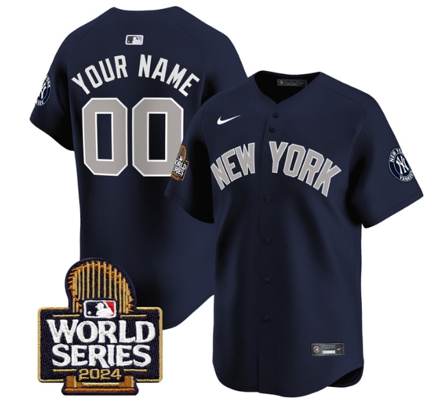 Custom Men's Yankees 2024 World Series Vapor Premier Limited Jersey - All Stitched  ALTERNATE