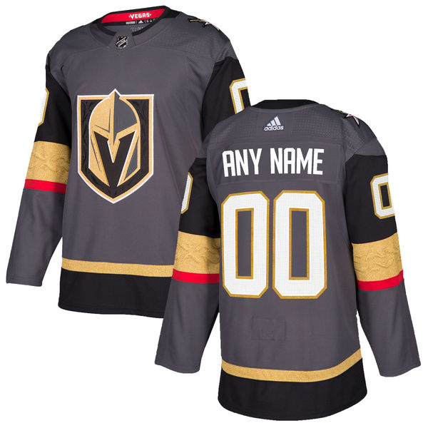 Custom Mens Vegas Golden Knights Gray Jersey
