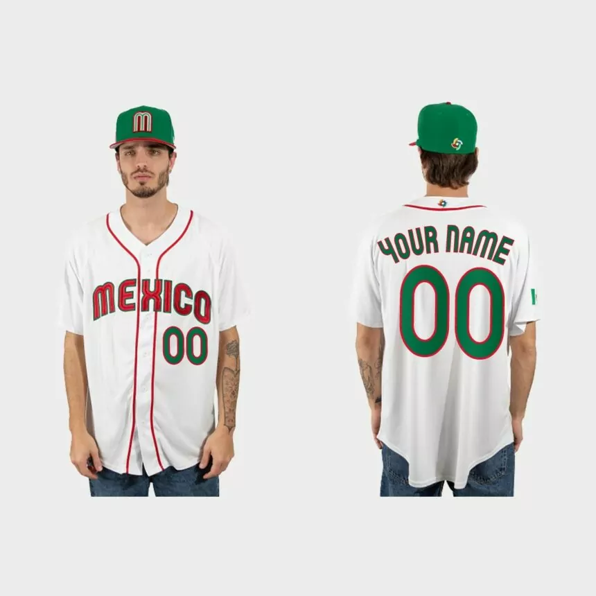 Custom Mexico Baseball 2023 World Baseball Classic Jersey – White