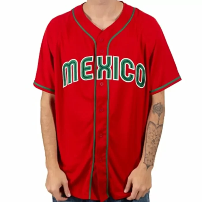 Custom Mexico Baseball 2023 World Baseball Classic Jersey Red White Men Women Youth.jpg