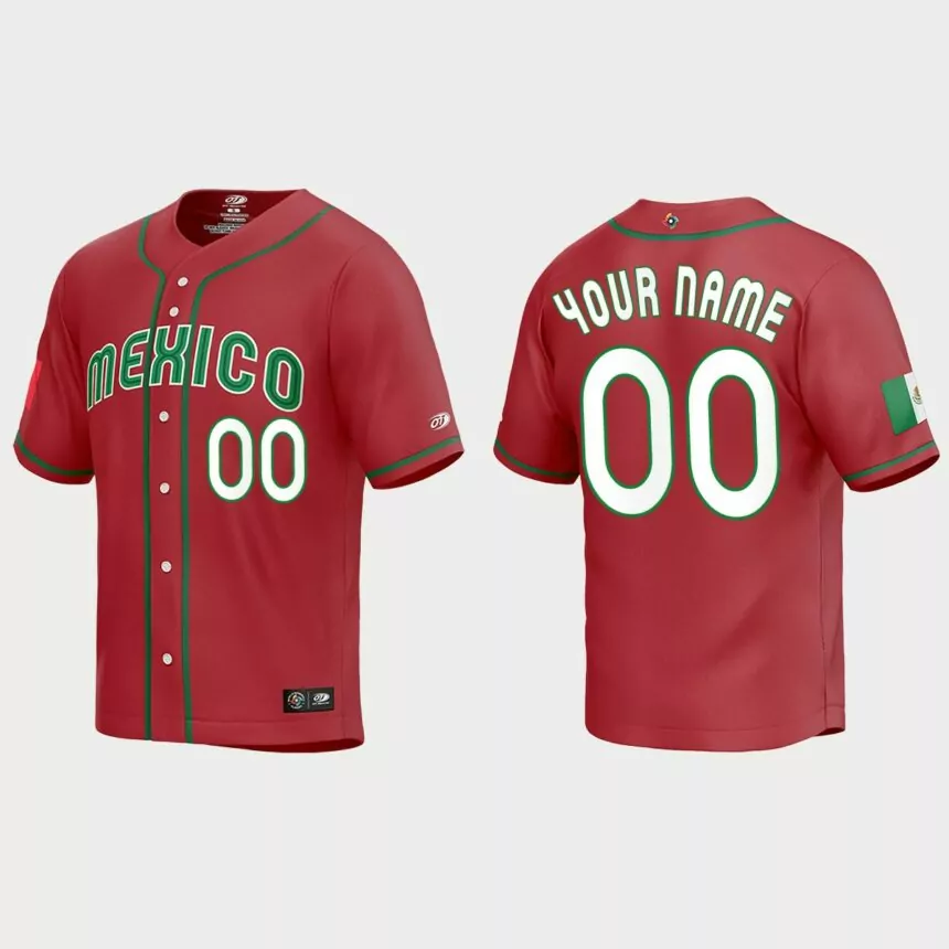 Custom Mexico Baseball 2023 World Baseball Classic Replica Jersey – Red