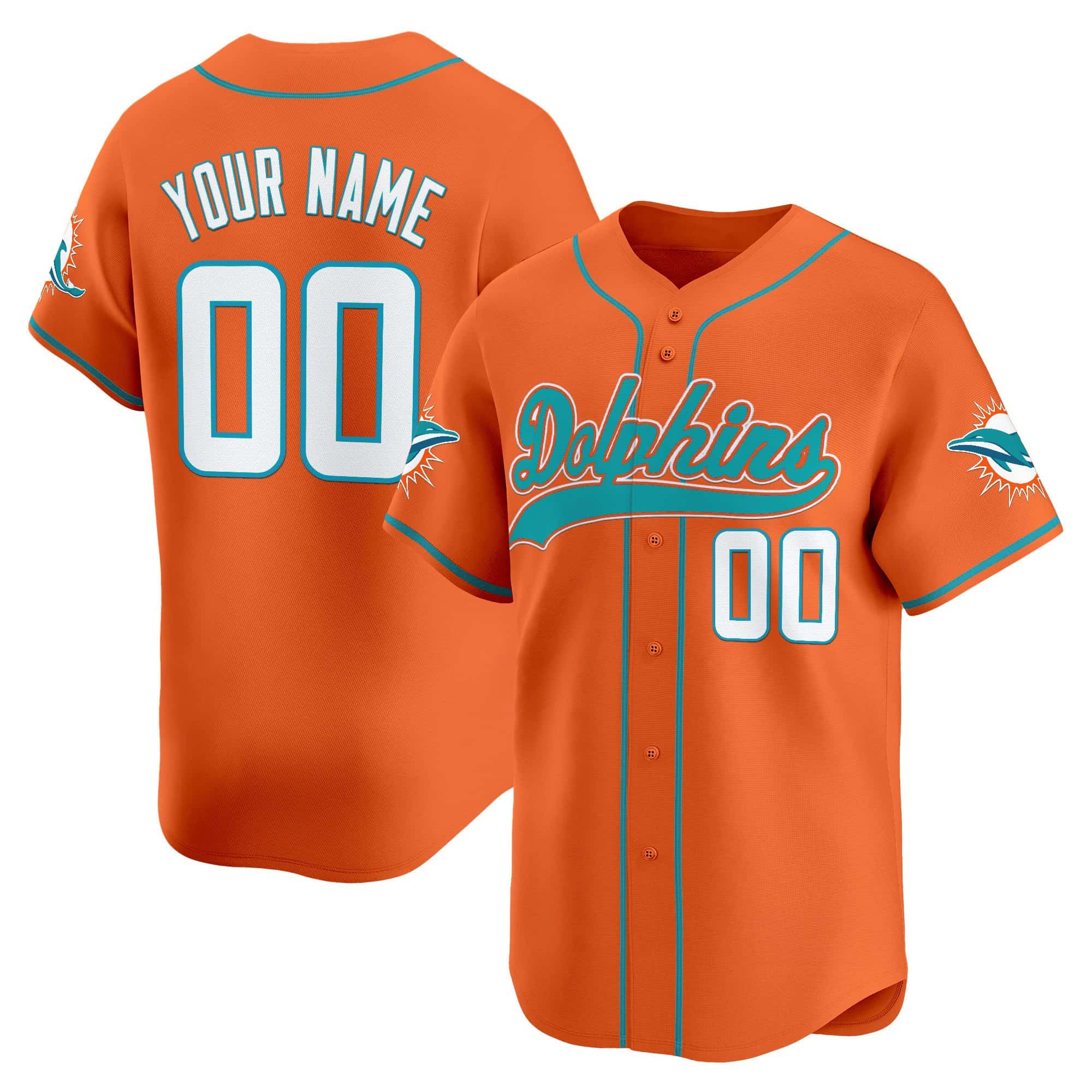 Custom Miami Dolphins 2025 Vapor Baseball   Jersey – All Stitched  Orange