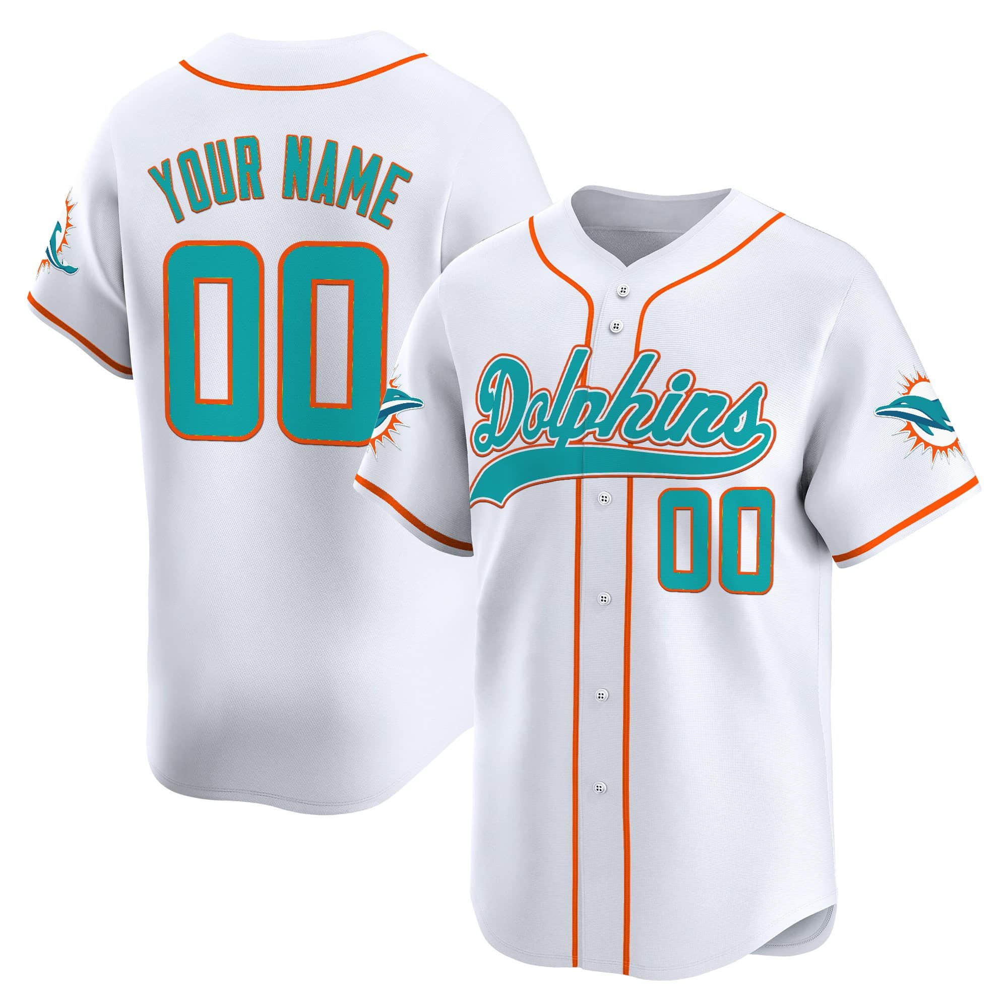 Custom Miami Dolphins 2025 Vapor Baseball   Jersey – All Stitched  White