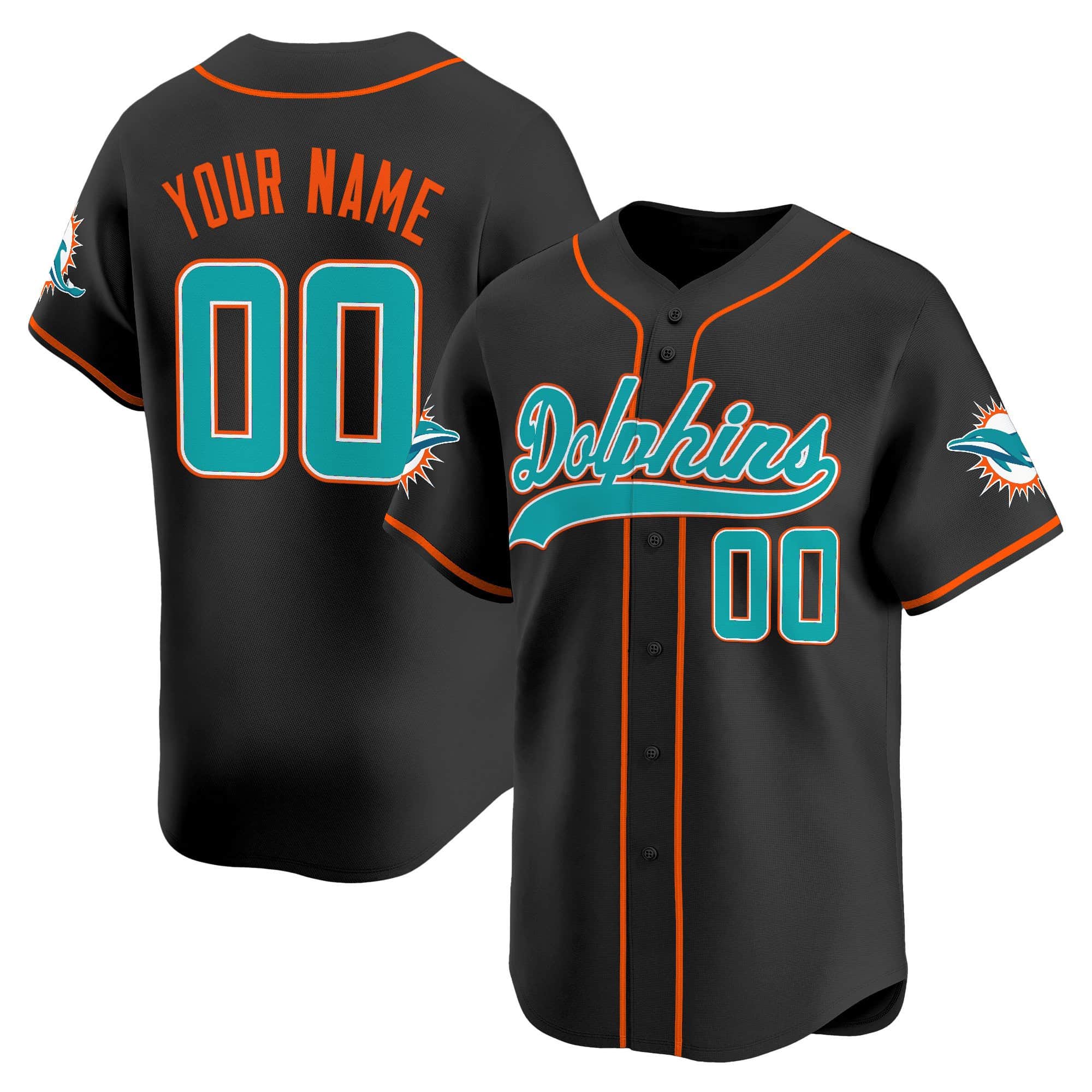Custom Miami Dolphins 2025 Vapor Baseball   Jersey – All Stitched Black