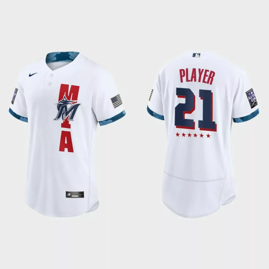 Custom Miami Marlins 2021 MLB All-Star Game Authentic Jersey – White