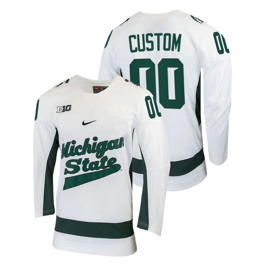 Custom Michigan State Spartans College Hockey White Hockey Jersey