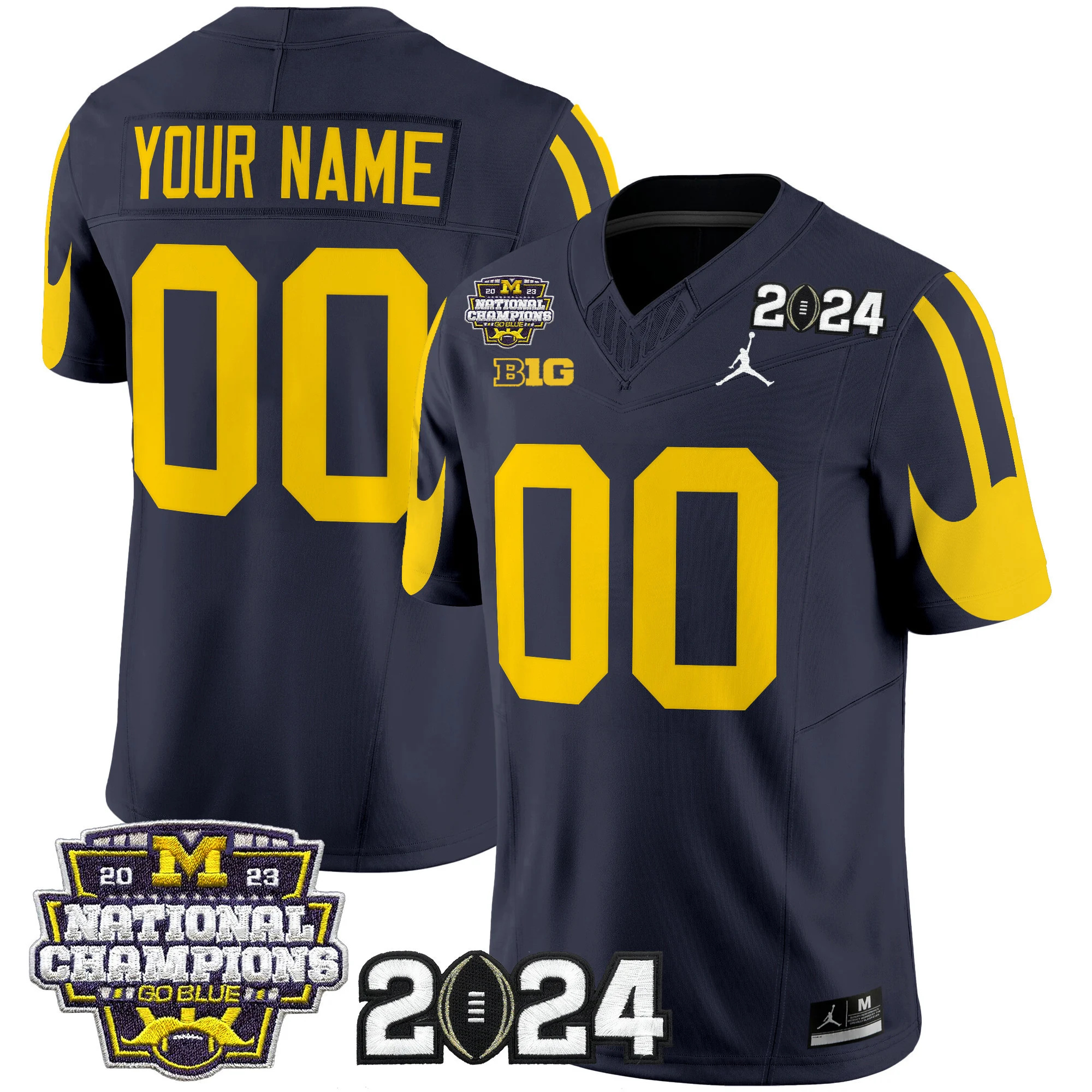 Custom Michigan Wolverines 2024 CFP & National Champions Patch Vapor Limited Football Jersey - All Stitched   NAVY