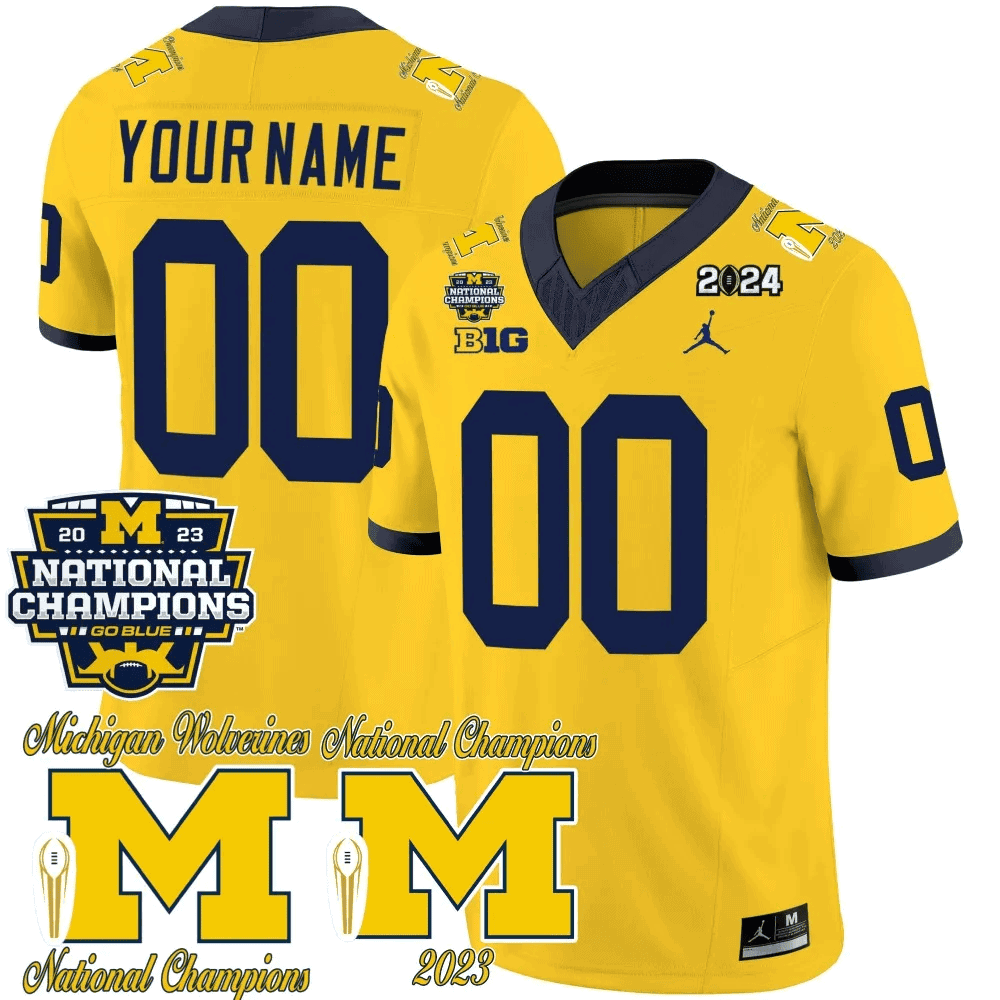 Custom Michigan Wolverines CFP 2023 National Champions Patch Vapor Football  Jersey – All Stitched Maize