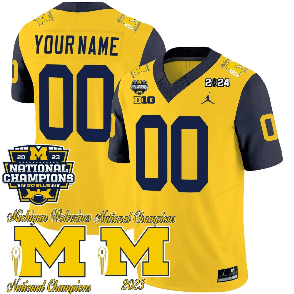 Custom Michigan Wolverines CFP 2023 National Champions Patch Vapor Football  Jersey – All Stitched Navy Sleeves