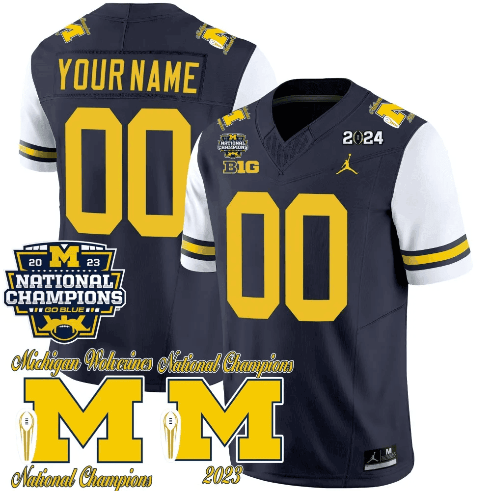 Custom Michigan Wolverines CFP 2023 National Champions Patch Vapor Football Jersey – All Stitched White Sleeves