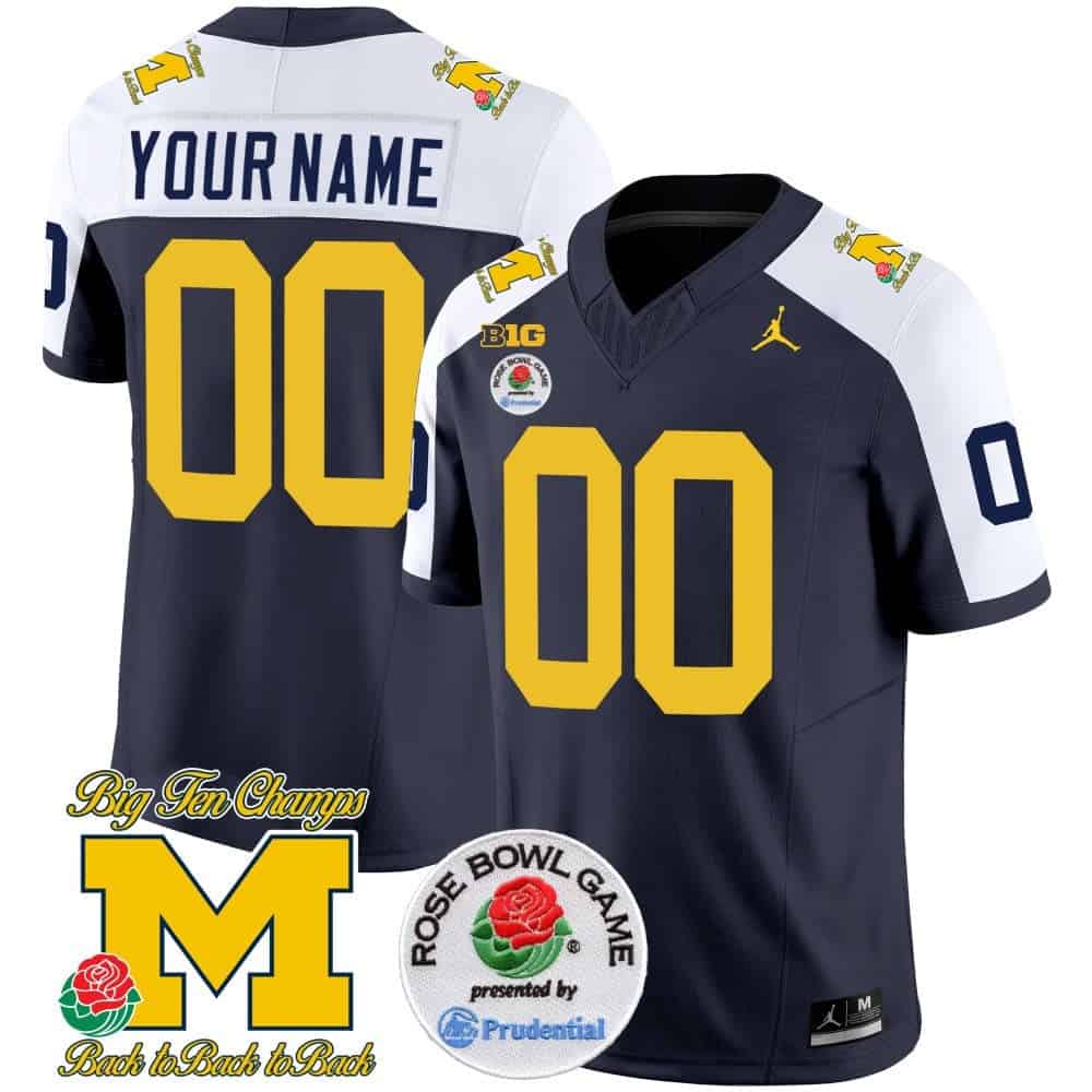 Custom Michigan Wolverines Rose Bowl Patch Vapor Limited Football Jersey – All Stitched  Alternate