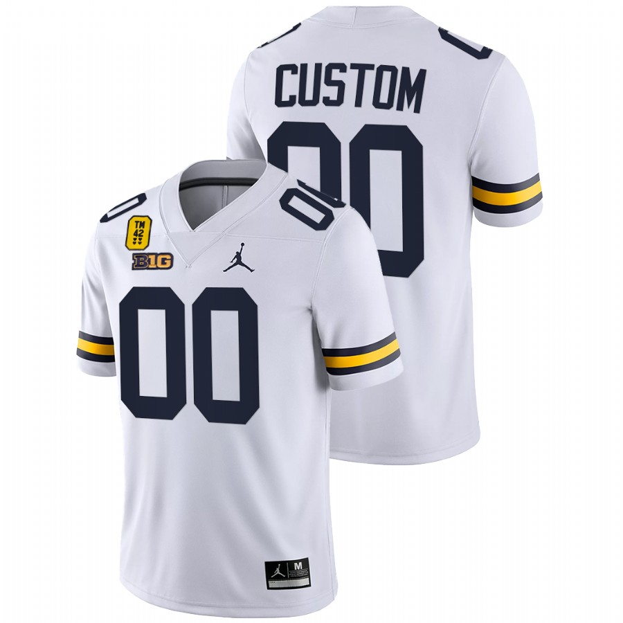 Custom Michigan Wolverines White TM 42 Patch Honor Tate Myre Jersey 