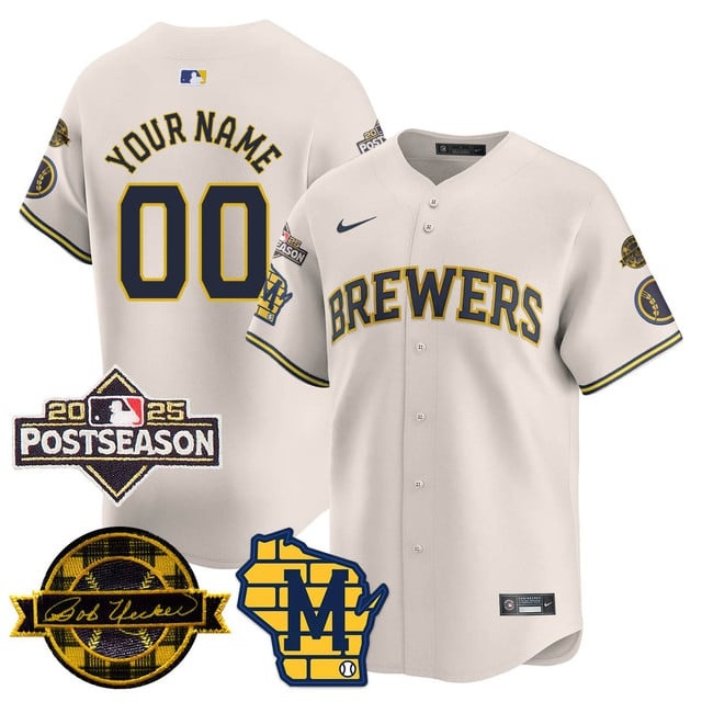 Custom Milwaukee Brewers 2025 Postseason Jersey - All Stitched Cream