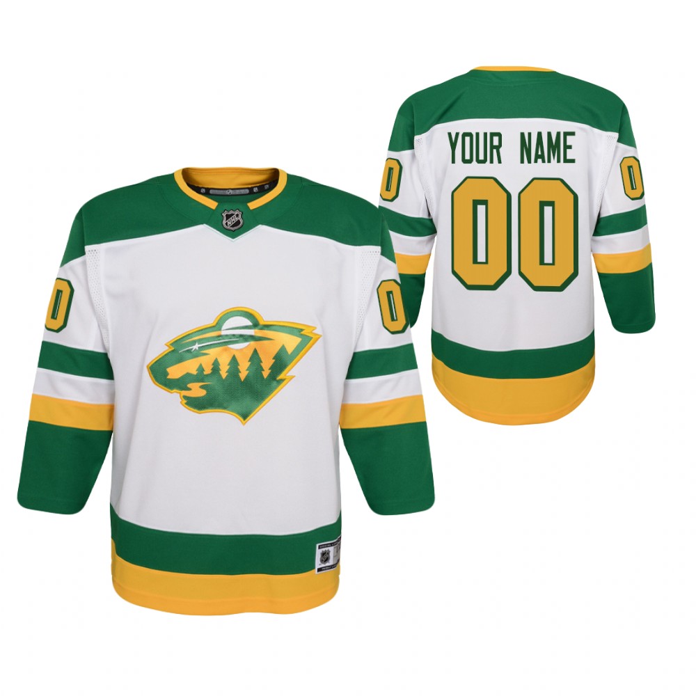 Custom Minnesota Wild 2021 Reverse Retro White Youth Jersey Replica