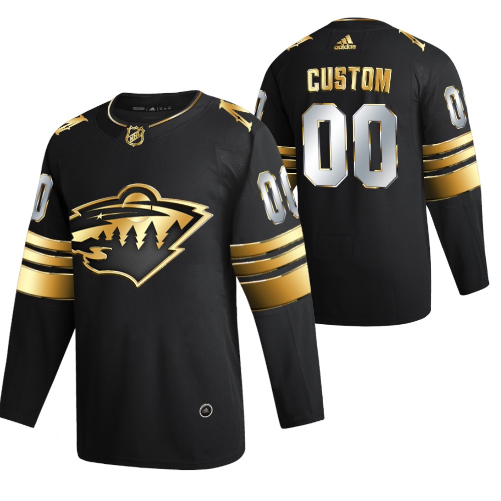Custom Minnesota Wild Black Golden Edition Jersey Limited Authentic