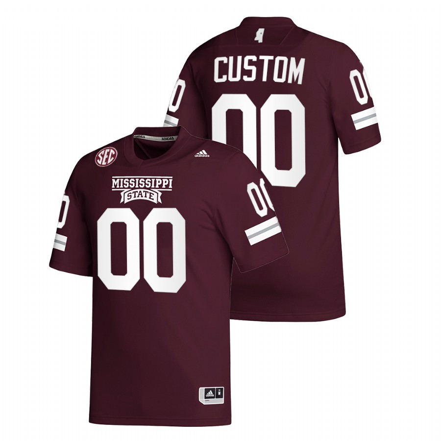 Custom Mississippi State Bulldogs Maroon 2021-22 College Football Replica Jersey