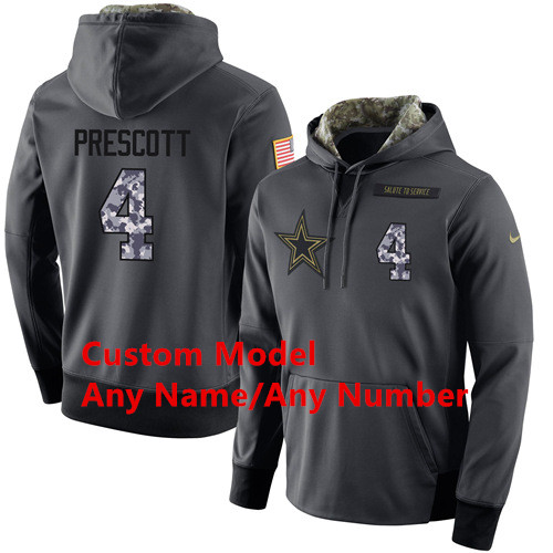 Custom NFL Men's Nike Dallas Cowboys Black Anthracite Salute to Service Player Performance Hoodie