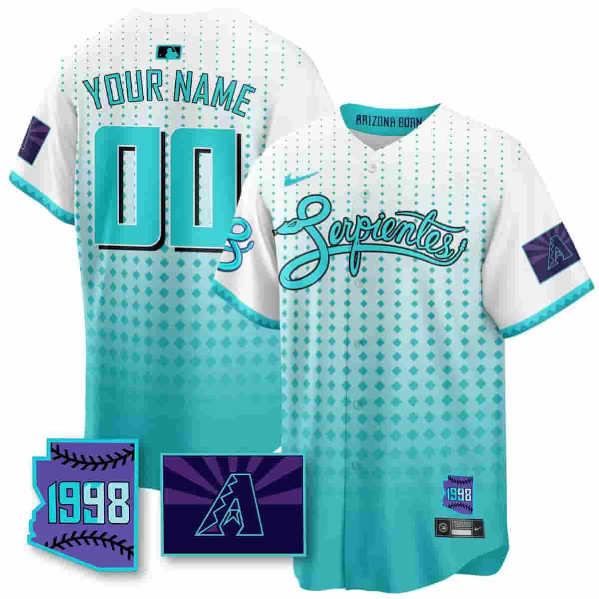 Custom NameGender Arizona Diamondbacks Purple for Second “Serpientes” City Connect Jersey - All Stitched White