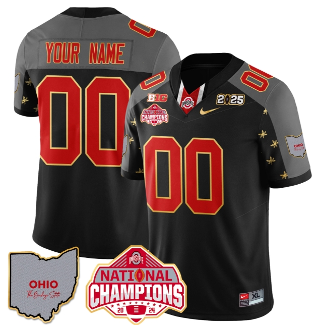 Custom NameGender Ohio State Buckeyes 2024 National Champions Limited Gold Jersey N1 - All Stitched Black Special