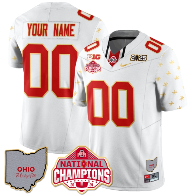 Custom NameGender Ohio State Buckeyes 2024 National Champions Limited Gold Jersey N1 - All Stitched White Limited