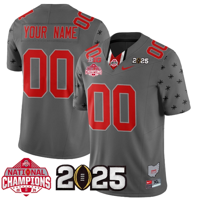 Custom NameGender Ohio State Buckeyes 2024 National Champions Limited Jersey N2 - All Stitched Gray