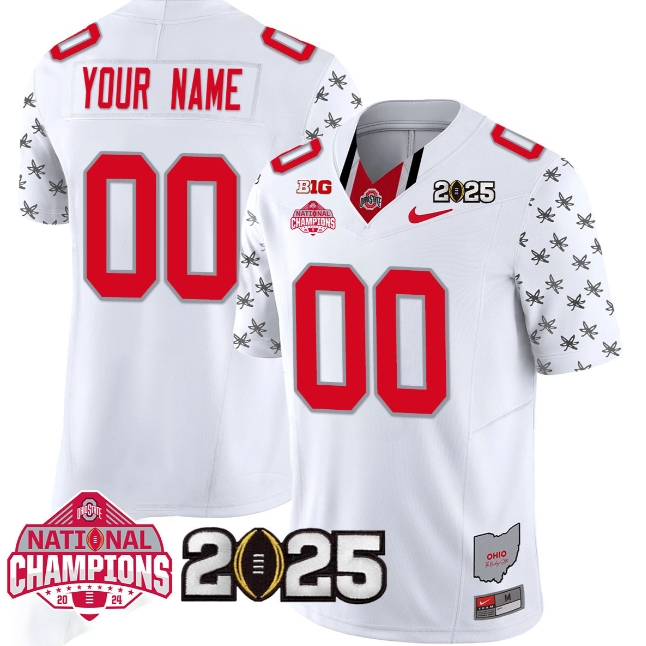 Custom NameGender Ohio State Buckeyes 2024 National Champions Limited Jersey N2 - All Stitched White Limited