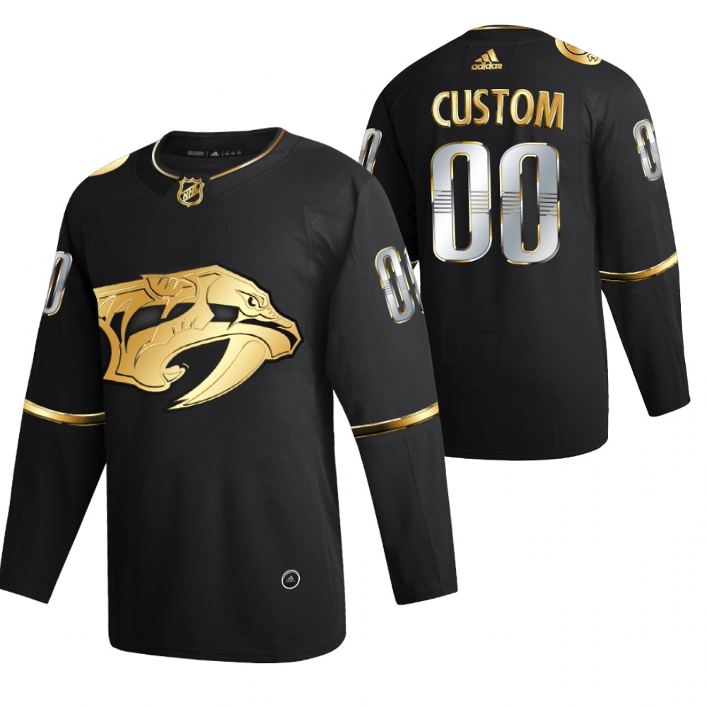 Custom Nashville Predators Black 2021 Golden Edition Jersey Limited Authentic