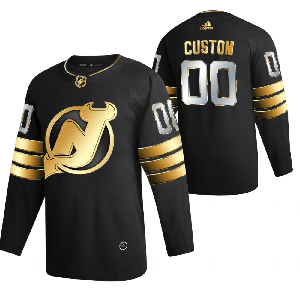 Custom New Jersey Devils Black 2021 Golden Edition Jersey Limited Authentic