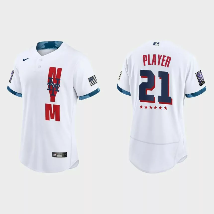Custom New York Mets 2021 MLB All-Star Game Authentic Jersey – White