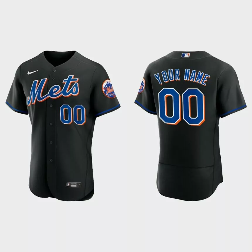 Custom New York Mets 2022 Authentic Alternate Jersey – Black