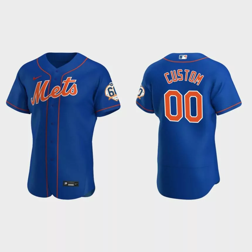Custom New York Mets 60th Anniversary Alternate Authentic Jersey – Royal