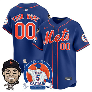 Custom New York Mets David Wright Mets Legend Custom Jersey V2 - All Stitched Royal